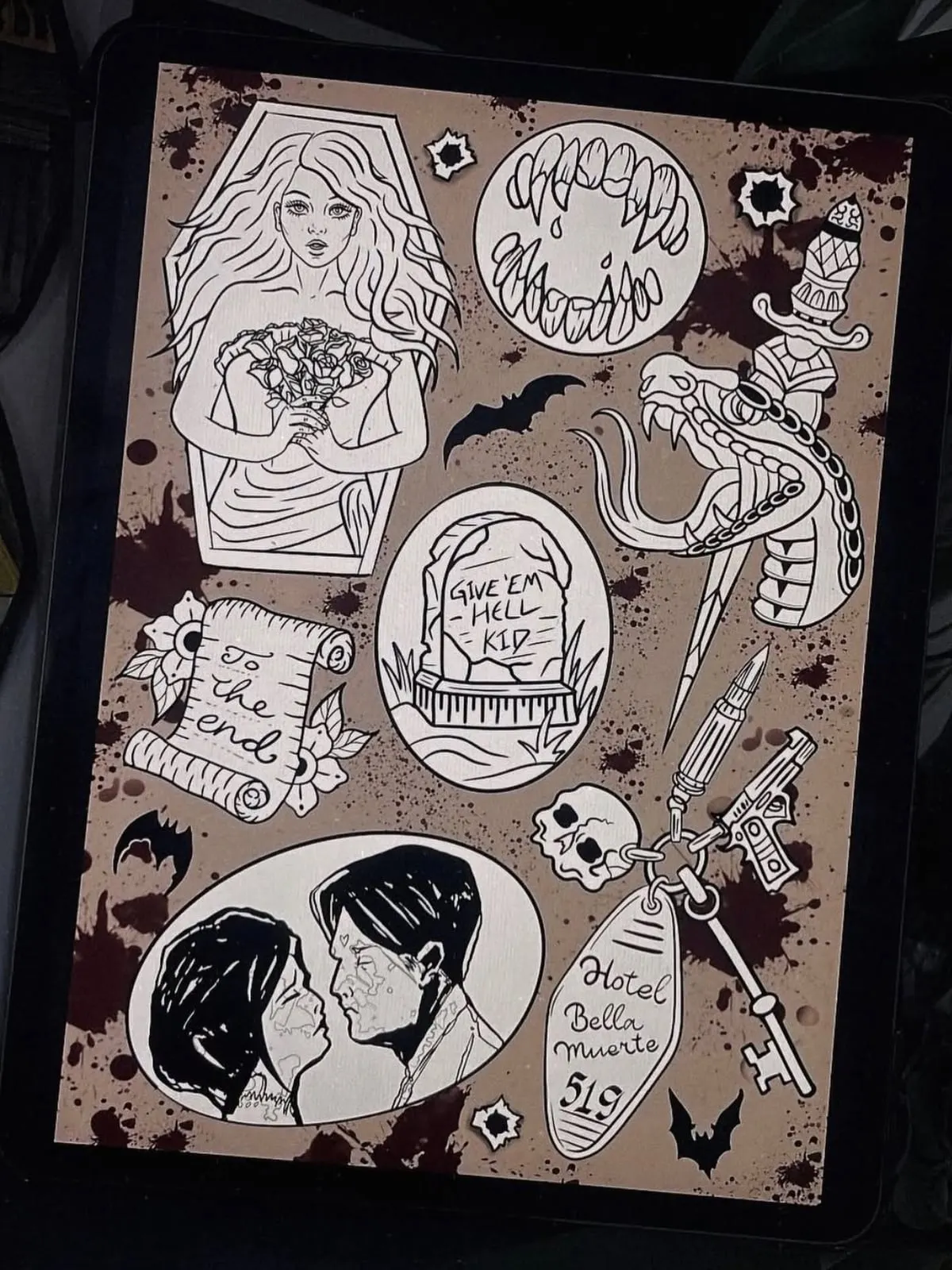 My Chemical Romance flash sheet by Keest Wolf & Dagger Tattoo Hove