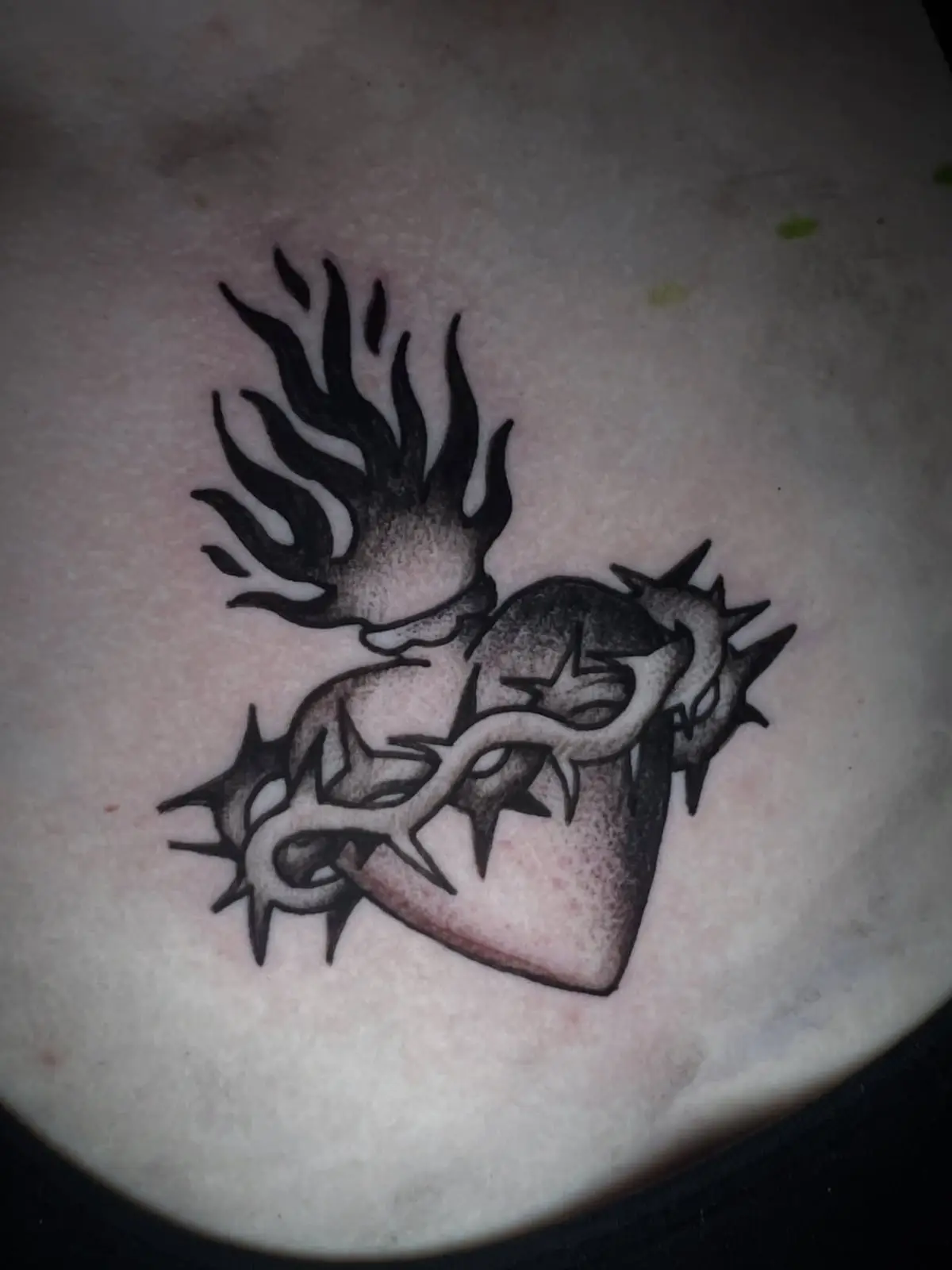 Fresh sacred heart tattoo by Wolf & Dagger Tattoo Hove